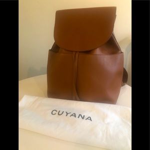 Cuyana cognac leather backpack